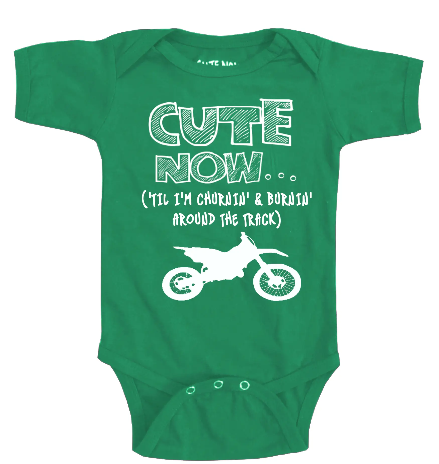 Cute Now... 'Til I'm Churnin' & Burnin' Around The Track Baby Infant Funny Dirt Bike Bodysuit Baby Clothing