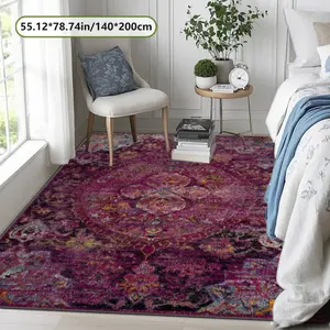 Velvet Soft Comfort Persian Vintage Totem Print Rug, Home Decor Carpet, Living Room Large Mat, Sofa Pad, Bedroom Bedside Rug, Boho Persian Rug