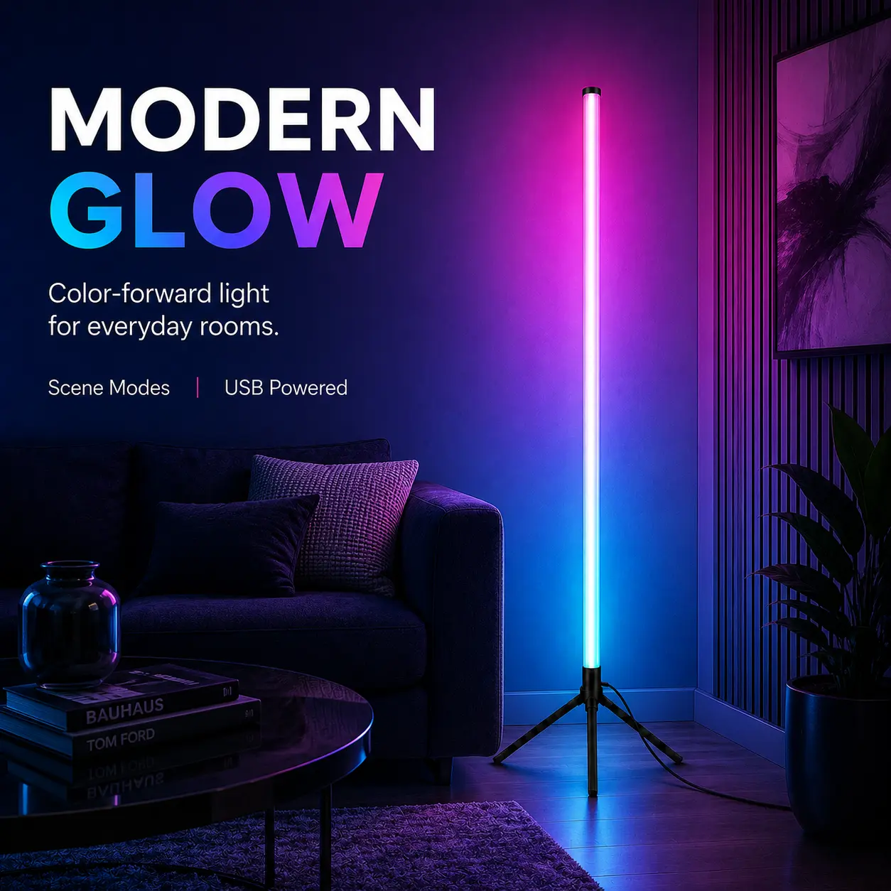RGBIC Corner Floor Lamp,  LED Light with Flowing Multicolor Effects, App-Remote-Timer Control, USB Powered Cool Gadgets, Home Accessory for Living Room Decor, Room & House Decor, Whimsical Room Decor