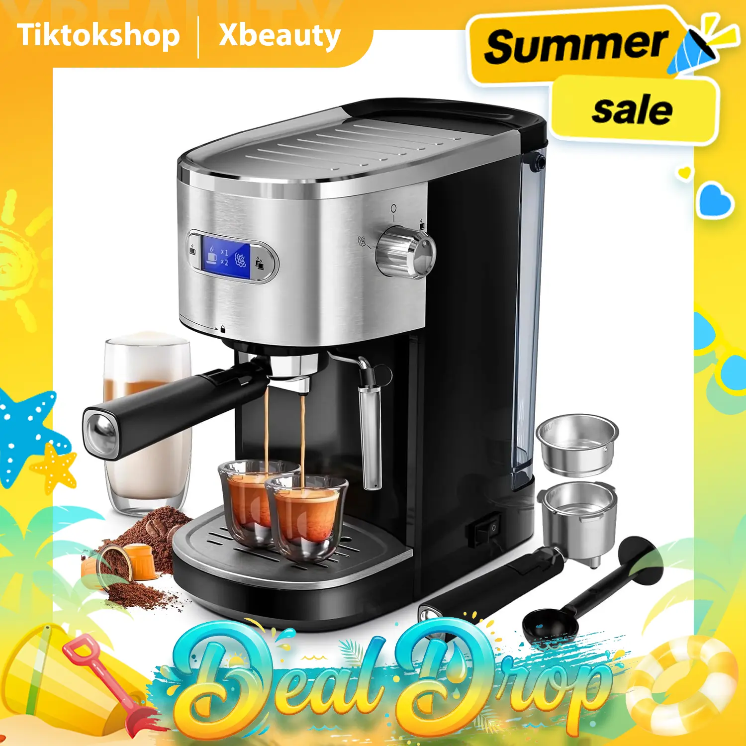 Commercial Espresso Machine 20 Bar, Compact Espresso Maker with Milk Frother Steam Wand, Expresso Coffee Machines with 45 OZ Removable Water Tank for Cappuccino, Latte, Home,summerwins,home essentials