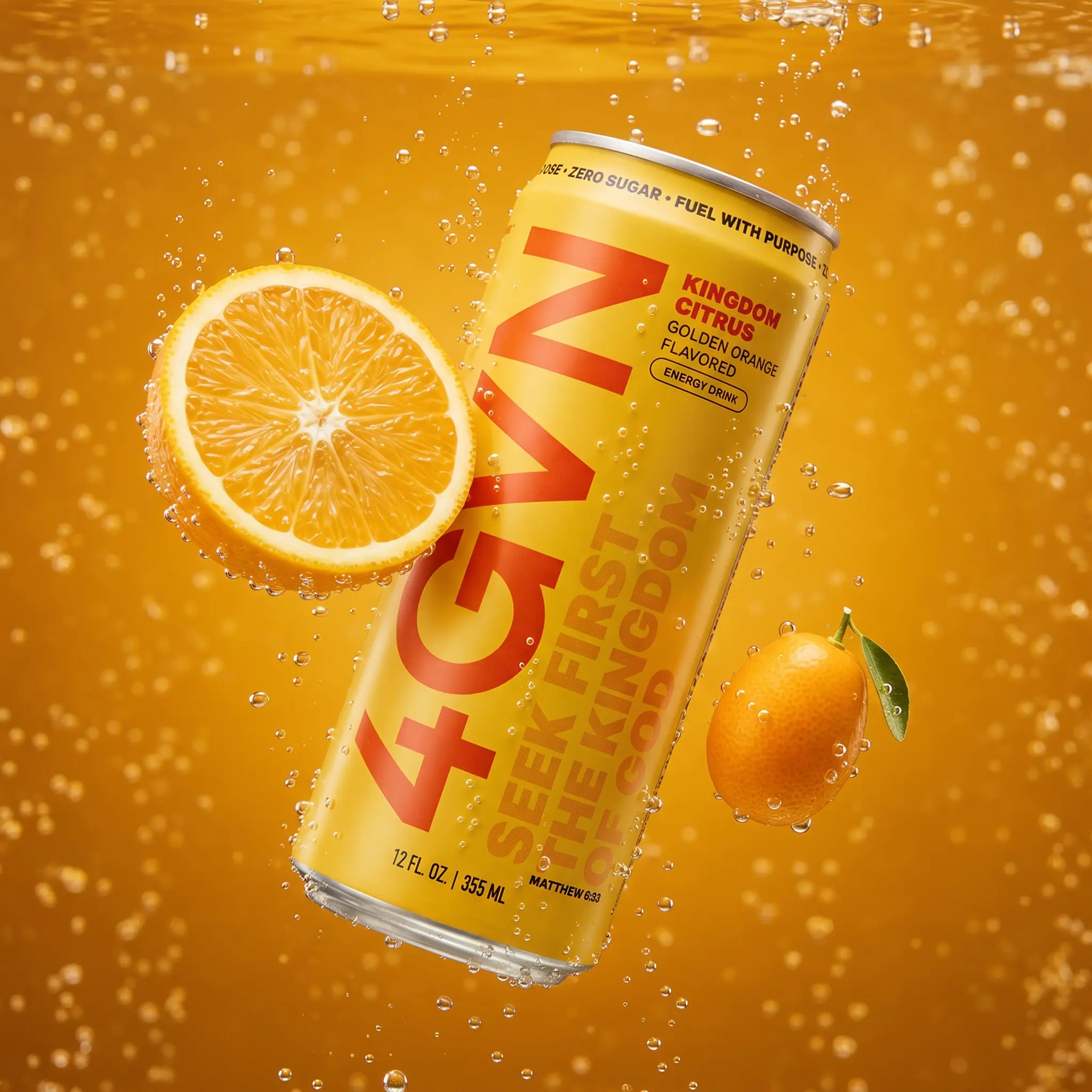 Kingdom Citrus - Golden Orange 4GVN Energy Drink | Zero Sugar | 200mg Caffeine Sport Natural