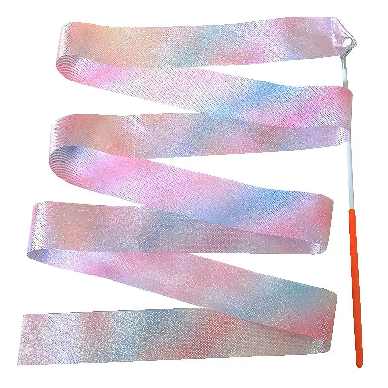 Gradient Dance Ribbon, Rhythmic Gymnastics Ribbon for Adult and Child, Artistic Gymnastics Performance Prop, Student Show Equipment, Soft Fabric Material