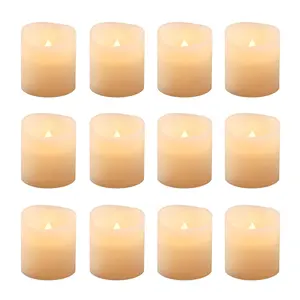 LumaBase 12 Amber Flameless Resin Votive Candles