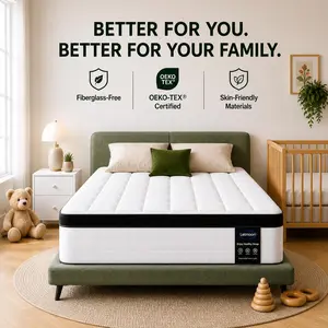 LETMOON 14 inch Queen Size High Quality Hybrid Mattress with Lumbar Support,Spring Mattress in a Box,Gel Infused Memory Foam Euro Top,Medium Firm,Strong Edge Support,Motion Isolation,Pressure Relief,Breathable Cooling Design Mattresses
