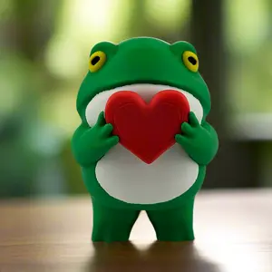 Cute Frog Love Figurine | Heart-Holding Desk Companion | Unique Valentine’s Day Gift for Frog Lovers | 3D Printed in Tucson, AZ