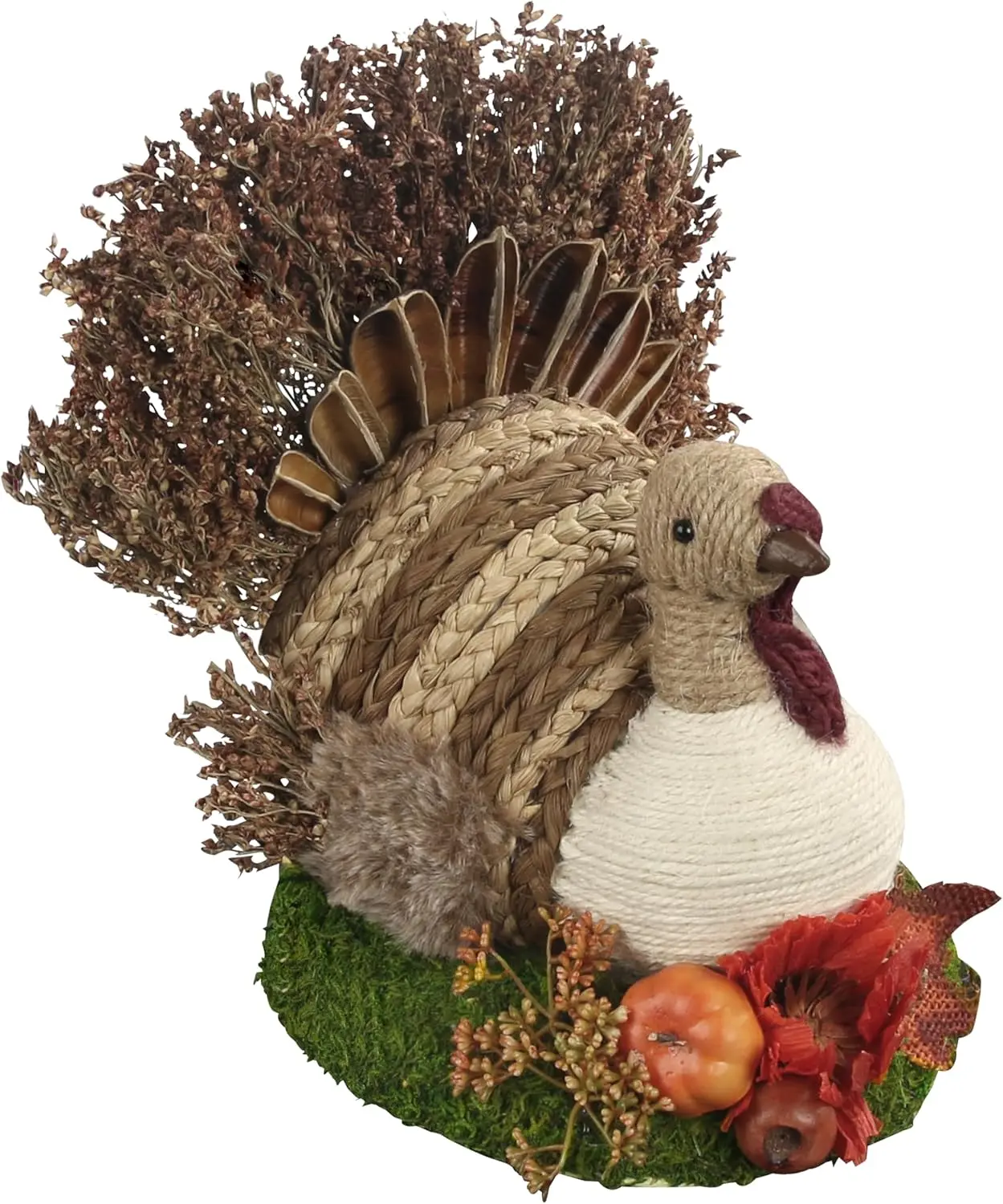 Thanksgiving Turkey Decorations, Handmade Sisal Turkey Tabletop Ornaments, Large Turkey Figurines for Thanksgiving Day Fall Harvest Indoor Home Decor