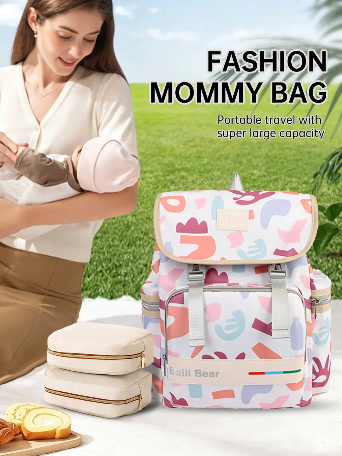 Baby Diaper Bag Backpack, Large Waterproof Diaper Backpack, Baby Shower Gifts, Travel Diaper Bags with Changing Pad, Newborn Essentials
