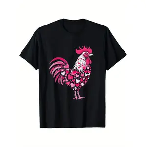 Valentine's Day Love Chicken Farmer T-Shirt for All Seasons Unisex Short Sleeve 100% Cotton Available in S to XXXL Sizes