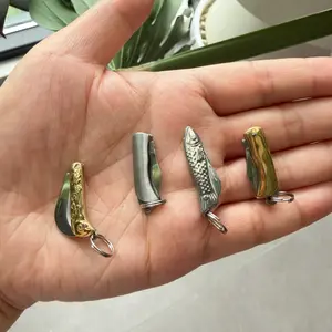 4PCS Mini Folding Pocket Knife Set, Brass & Stainless Steel EDC Outdoor Tools, Vintage Engraved &  Polished Metal Design,Tiny Package Knives, Durable Keychain Knives for Outdoor & Everyday Carry, Ultra Compact and Lightweight