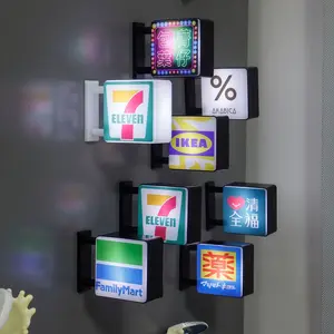 LED Light-Up Mini Mart Fridge Magnet, Japanese Konbini Store Sign, Square & Rectangle Style, Magnetic Home Decor, Perfect Holiday Gift for Christmas Birthday Easter,Ideal Festival Gift for Friends Family