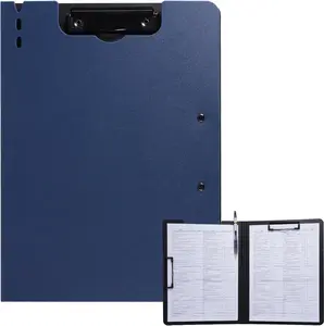 Foldable A4 Clipboard Folder – Double Metal Clip Writing Board with Pen Holder, Portable Document Organizer for Office, School & Field Work, Heavy Duty Waterproof Clipboard