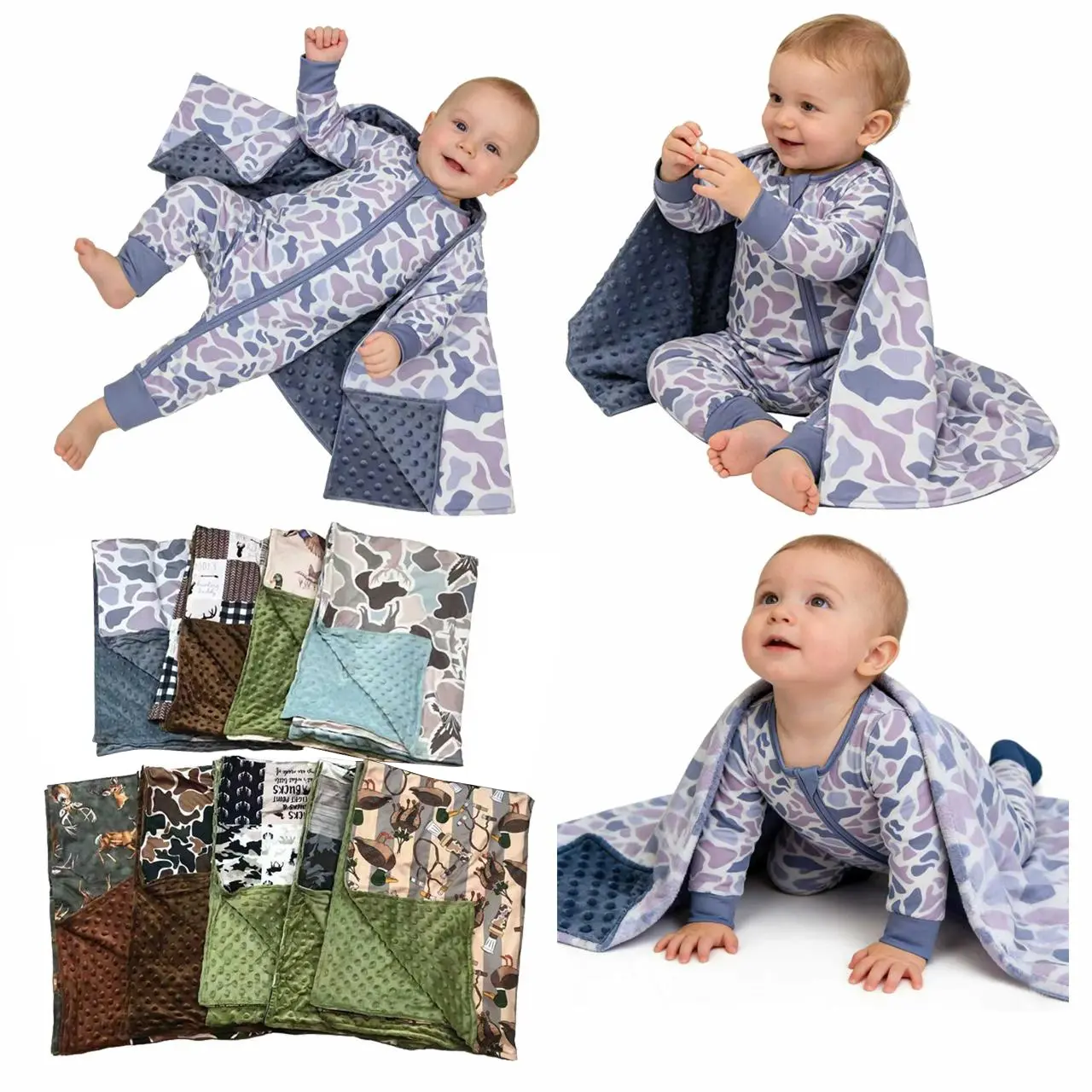Cocokids Baby Hunting Minky Blanket | Newborn Shower Gift | Camo Nursery Swaddle