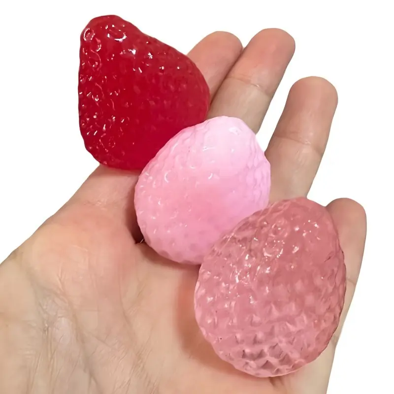 Squishy Strawberry Fidget Toy Super Soft Transparent Fruit Squeeze Toy Slow Rise Sensory Anti-stress Toy for Adult X-mas Gift