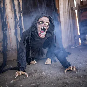 3 Ft. Animated Creepy Squatting Reaper Polyester Halloween Decoration