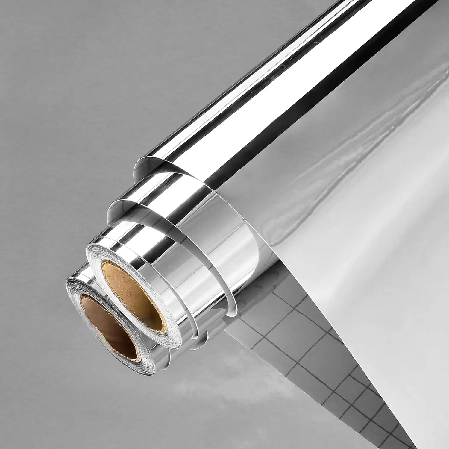 50x100cm Peel-and-Stick Silver Mirror Wallpaper, Self-Adhesive Removable Waterproof Contact Paper, Reflective Film for Cabinet, Kitchen Furniture DIY Home Decor