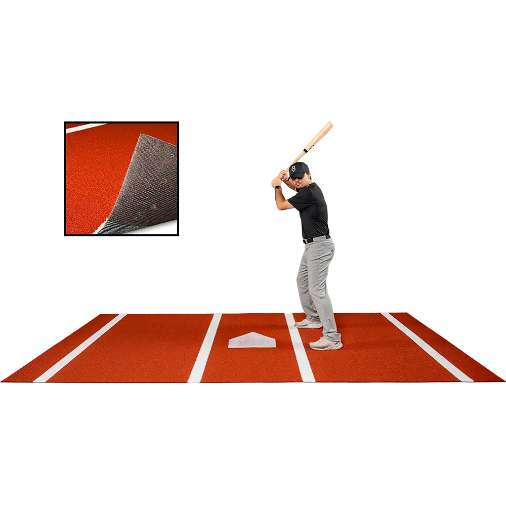 6 × 12 Proball Baseball Hitting Mat - Clay Poly, Painted Plate, Urethane-Coated Backing
