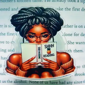 Booklist Girl Shhh I’m Reading Kindle Grip, Books Lover Kindle Accessories, Phone Holder For Her, Beautiful Melanin Girl With Book