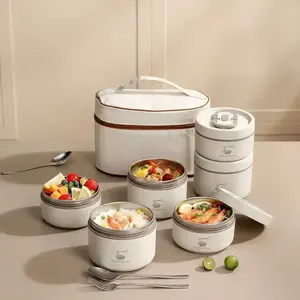 Stainless Steel Lunch Box with Lid & Cutlery, Set of 3/4 Stackable Large-Capacity Food Containers with Insulated Bag, Portable Insulated Lunch Cooler for Camping, Picnic, School and Office