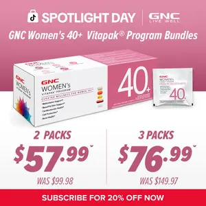 GNC 2-Pack Bundle: Women's 40+ Vitapak Program (30 Servings),Stress Support, Beautiful Skin, Bone Health & Omega-3s, Dietary Supplement, Natural Ingredient