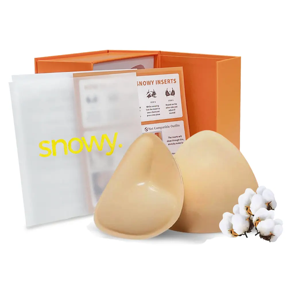 Women's Push-Up Bra Cup Inserts - Snowy Sticky Double-Side Stick Adhesive Acrylic, Hand Washable, Reusable, Instant Lift Workout Bra Accessories for Fitness Enthusiasts, Adhesive Bikini Pads & Padding with Convenience