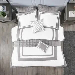 Madison Park Heritage 8 Piece Comforter and Quilt Set Collection - Modern Luxury Design, All Season Down Alternative Bedding, Matching Shams, Decorative Pillows