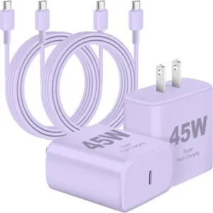 SANPRIO 2Pack 45W USB C Chargers for iPhone 17 16 15 Series & Samsung Super Fast Charging Cord 6Ft USB C to C Cable