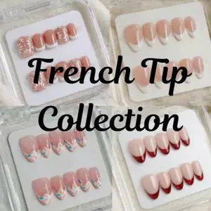 Press On Nails French Tip Collection - Handmade Craftsmanship, Reusable, Custom Sizes, Perfect for Special Occasions & Everyday Look, Includes Nail Glue, File, Cuticle Pusher, Alcohol Prep Pad