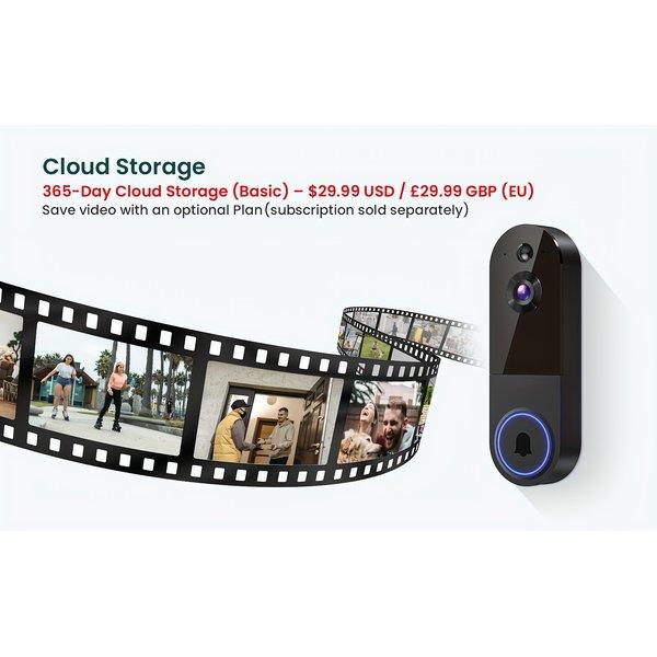 1080P Video Doorbell Camera – Smart Motion Detection, Battery Powered, Night Vision, Two Way Audio, Real Time Monitoring