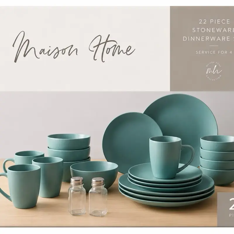 Luxury Stoneware Dinnerware Set – 22 Pieces