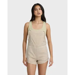 BILLABONG Women's Wild Pursuit Overalls, Summer Shortalls, Adjustable Romper, Essentials Collection - Sun-washed, Regular Fit Shorts Overalls