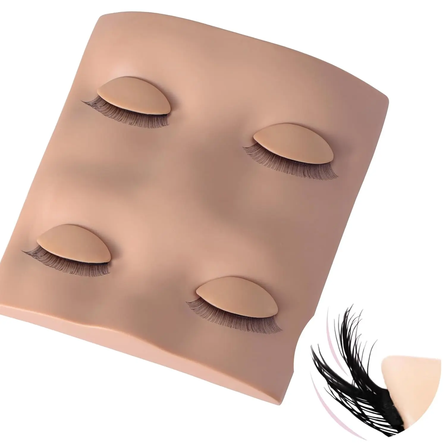 2 Layer Lash Mannequin , with 2 Pairs Removable Lash Practice Eyelids, Realistic Eyelash Mannequin , Makeup Soft-Touch Rubber Lash Tech Supplies for Practice