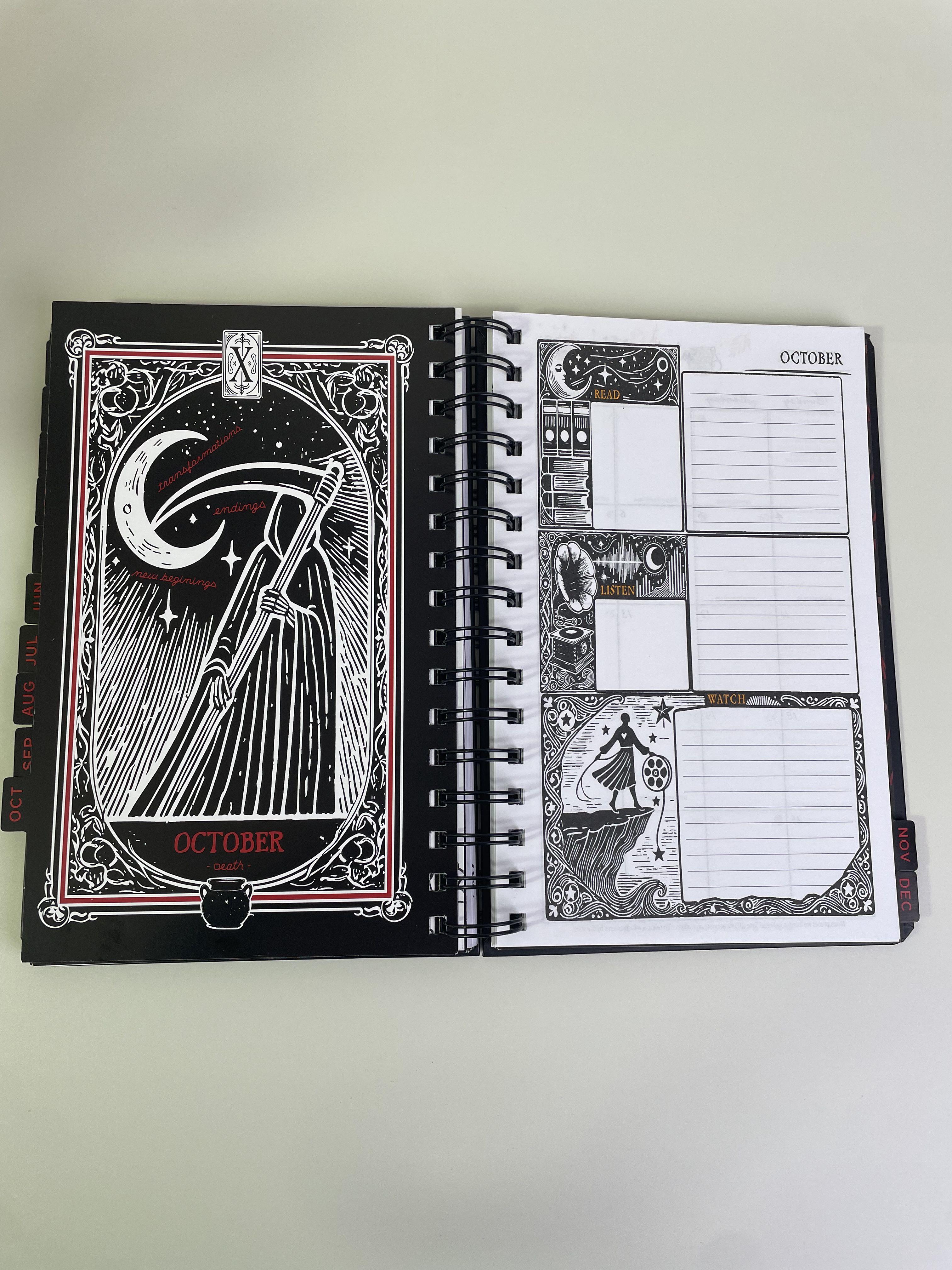 2026 Gothic Witch Tarot Inspired Weekly Planner 7x9 Hardcover with Stickers & Bookmarks Full-Year Calendar for Organization school supplies mochi things money savings book Manila Accordion File Organizer bible study