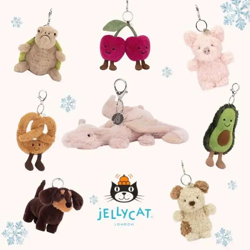 Jellycat Keychains Jellycat Plush Animal Keychain, Cute Soft Stuffed Toy Bag Charm, Kawaii Keyring Accessory for Women Girls Kids Collectors, Trendy Gift