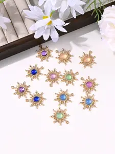 10 Pcs Baroque Transparent Jelly Stone Sunflower Charms, DIY Jewelry Making, Earrings, Necklaces, Bracelets, Headpieces, Daily Accessories