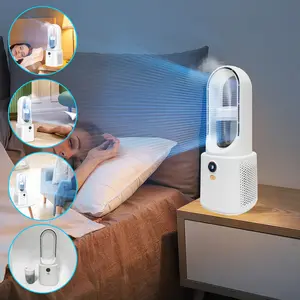 Silent bladeless fan with humidifier, USB rechargeable, suitable for home, office, and living room - enhances air circulation and provides high-value self-contained humidification