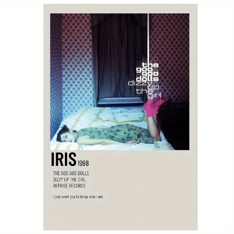 2D print, 1 Goo Goo Dolls "Iris" 1998 album cover poster - a retro 90s music poster featuring the lyrics of "Iris," iconic lyrics and album art design - perfect for home or office
