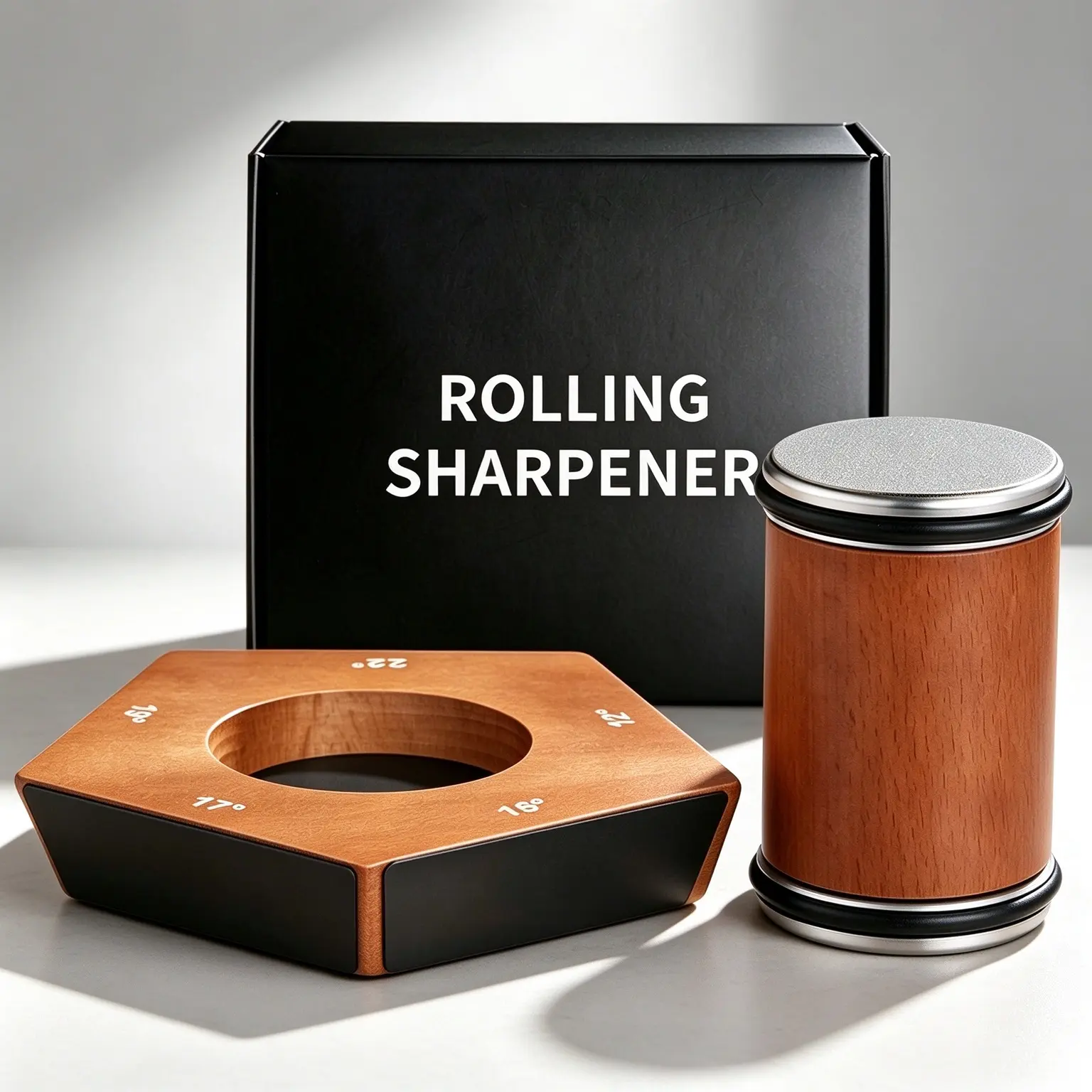 Newly Upgraded Multi-Functional Rolling Knife Sharpener Kit with Diamond Stone, Manual Rolling Knife Sharpener Kit - Magnetic Base, 2 Constant Grinding Angles, Exquisite Present Box, Ideal for Friends & Any Occasion Specialty Kitchen Gadget