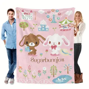 Sanrio SUGARBUNNIES Blanket 50*40 Inch Microfiber Soft Comfortable Fluffy Warm Suitable For Sofa, Chair, Bed, Bedding, Camping, Picnic, Lightweight Blanket christmas gift ideas