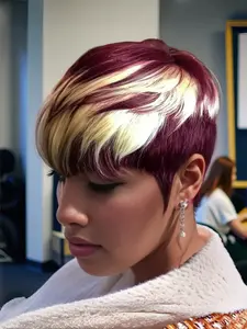 Short Pixie Cut Human Hair Wigs for Women Gorgeous Natural Looking Wigs with Bangs Wigs for Party Daily Halloween Use