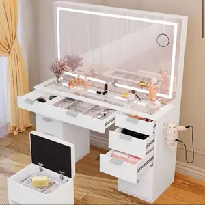 6 Drawer Double Dresser with LED Lights Chest of Drawers for Bedroom, Hallway