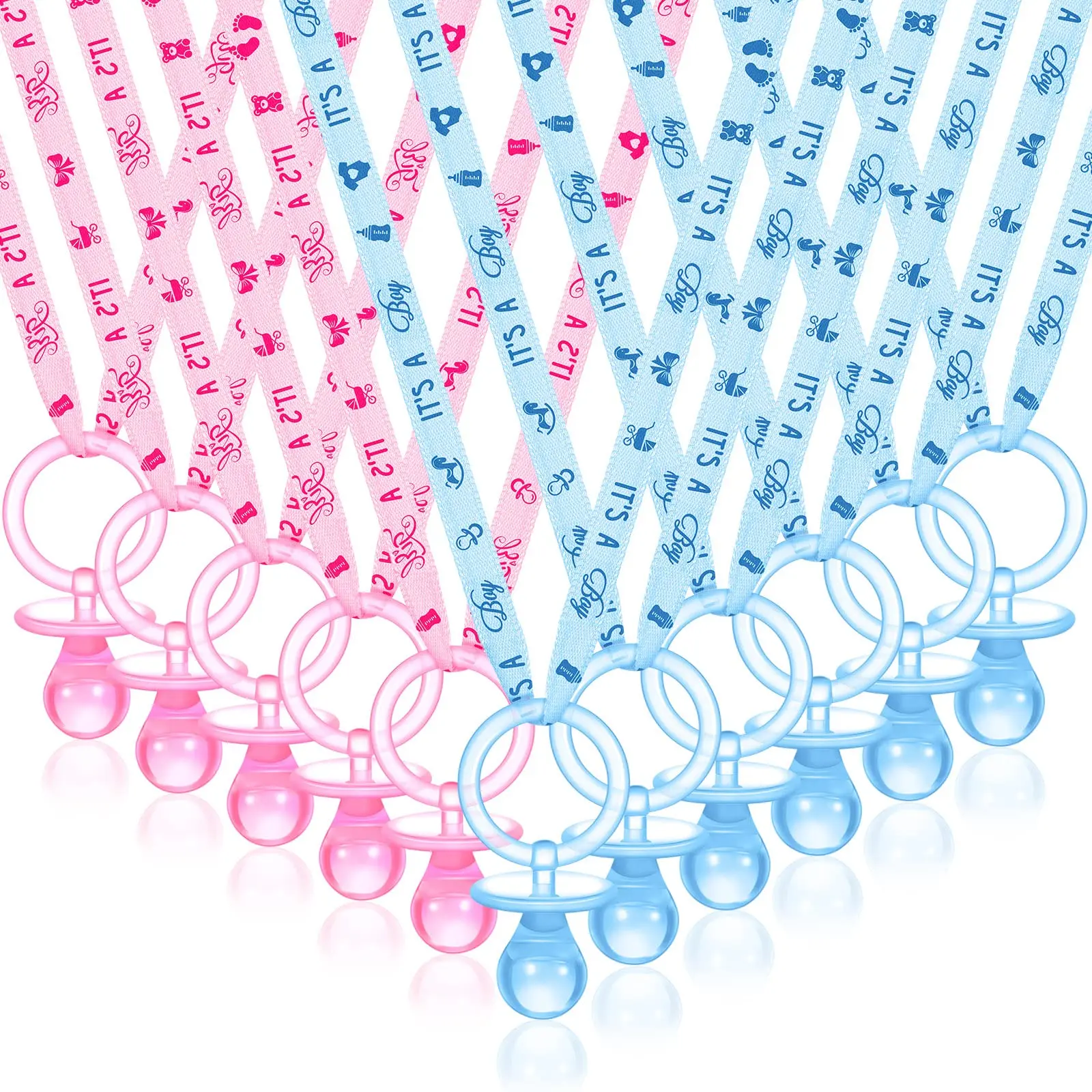 Acrylic Baby Pacifier Necklace Set, Newborn & Infant Baby Shower Party Gift, Cute Design for Boys & Girls, Cielito Lindo Soother Sleep Aid Pendant