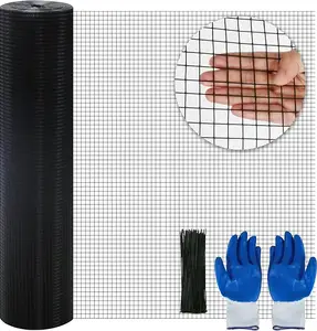 Sunnyglade Hardware Cloth, 1/2 Inch 48" x 100 ft Black Vinyl Metal Mesh Roll, 19 Gauges Chicken Wire Fence Roll, Welded Wire Fencing PVC Coated Wire Fence Rolls for Chicken Coop, Poultry (Black)