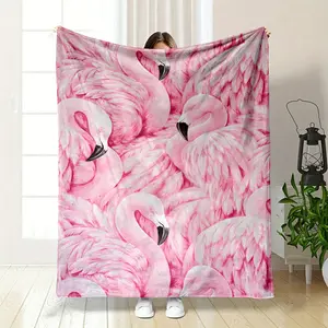 Super healing pink flamingo blanket with a fluffy and soft touch wraps you in full warmth. It creates a perfect atmosphere for staying at home watching dramas or taking a nap in the bedroom. It Flannel Throw Blankets