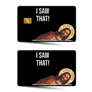 Jesus Pattern Matte Finish Credit Card Sticker, 2 Counts/set Includes Sticker Waterproof & Scratch Resistant Card Stickers, Compatible with Small Chip Cards, Decorative Stickers, Graphic Decal, Sticker Packs