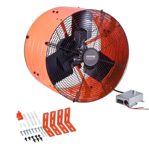VEVOR Gable Mount Fan,  16 Inch Attic Exhaust Fan with Adjustable Thermostat & Outer Mesh, 2940 CFM House Ventilator Cools Up to 4200 Sq.Ft, Quiet Ventilation for Roof, Garage & Shop, Vibrant Orange
