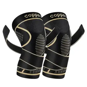1pair Copper Fiber Knitted Sports Knee Pads - with Straps, Elastic and Breathable, Closed Type, Suitable for Outdoor Sports, Running, Fitness, Various Ball Games, Hiking, Breathable High Elastic Non-slip Knee Pads, Very suitable as gifts