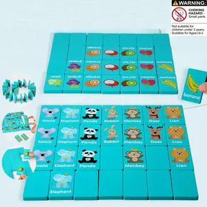 Wooden Dominoes Game, 1 Box Colorful Dominoes Building Blocks Toy with Storage Bag, Family Fun Game, Tabletop Games, Educational Toy for Kids, Gift for Boys & Girls, Board Game Blocks