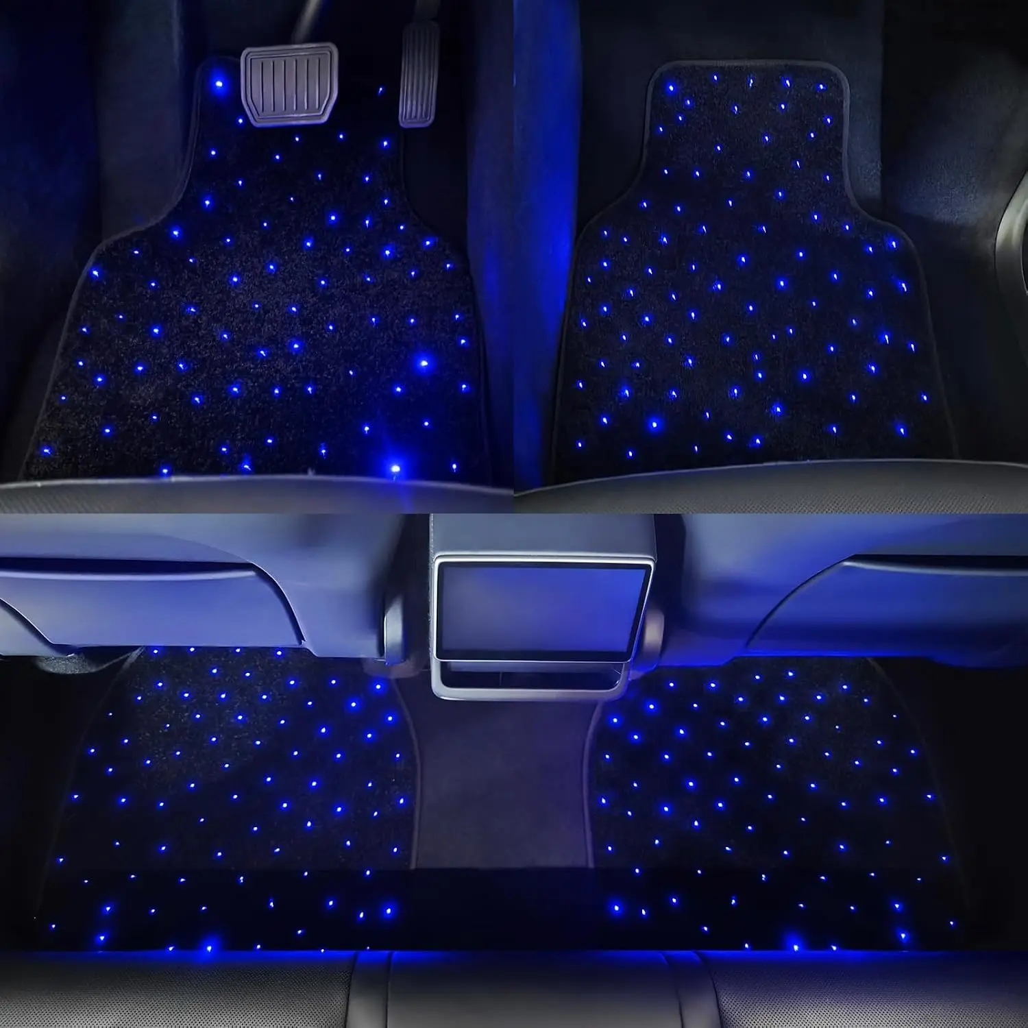 Starlight Floor Mats for Car - Universal Fit, ,4‑Pack Fiber Optic Starry Sky Car Floor Mats, RGB LED Ambient Light Mats with APP Remote & Music Sync, 12V Universal Car Interior Decoration for Most Vehicles