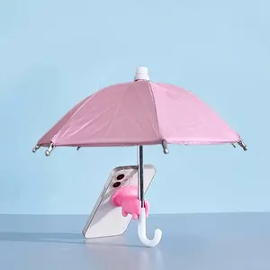 Mini Phone Sunshade Umbrella Cloth Set with Universal Pig Suction Cup Stand, Outdoor Anti-Glare Portable Rain Umbrella with Smartphone Stand, Protects Against Rain and Sunlight