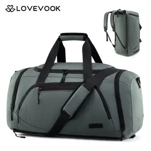 LOVEVOOK Gym Bag for Men & Women with Shoe & Wet Compartment - Duffle Bag for Travel, Sports, Fitness & Workout ，45L Duffle Bag Foldable Lightweight Travel Duffel Bags Large Packable Travel Bag Water Repellent & Tear Resistant (Black)